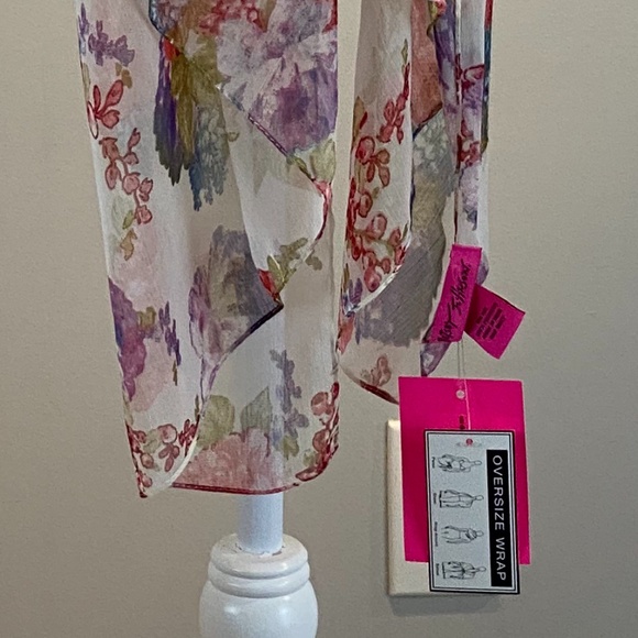 SOLD OUT! Betsey Johnson Sheer Floral Scarf Wrap - Picture 13 of 14